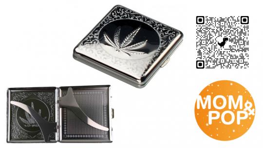 Metal Cigarette Box Cannabis Leaf 