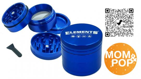 Elements Blue Aluminum Grinder Medium, 4 Parts, 56 mm 