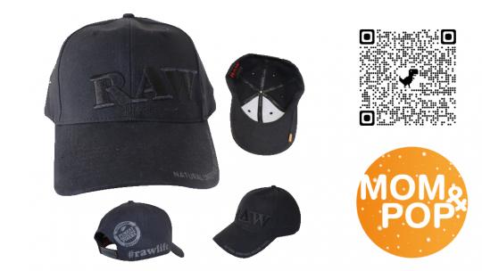 RAW Hat Black + Black Logo + Poker 