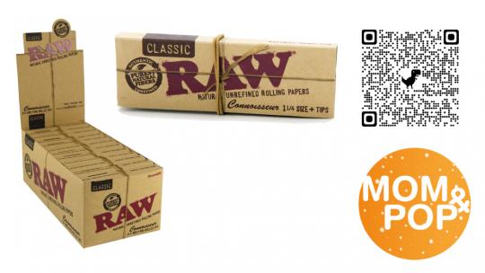 RAW Connoisseur Medium Papers 1 1/4 + Tips 