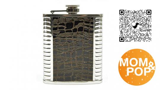 Hip Flask, reptile-chrome brown 